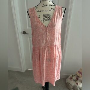 Calvin Klein Jeans Pink Floral Sleeveless V-Neck Button Front Dress